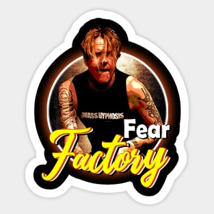 Industrial Inferno Fear Band Tees, Dive into the Fiery Depths of Metal Innovation Sticker